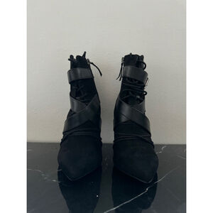 Zara Black Faux Suede & Faux Leather Booties